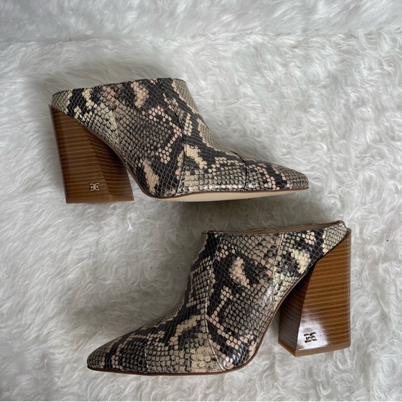 New Sam Edelman Reverie 2 Python Snake Ankle Block Pointed Mules in black 6.5 - Picture 15 of 17